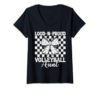 Femme Loud-n-Proud Volleyball Aunt Funny Volleyball Auntie Rose T-Shirt avec Col en V