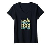 Femme Loud Proud Dog Brother T-Shirt avec Col en V