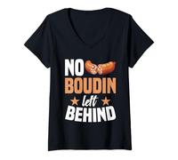 Femme Louisiana National Boudin Day Snack Repas laissé derrière Boudin T-Shirt avec Col en V