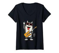 Femme Loup chanté T-Shirt avec Col en V