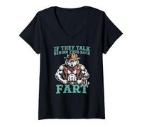 Femme Loup Cow-Boy Sarcastique Disant Que s'ils parlent, pète, Femmes et Hommes T-Shirt avec Col en V