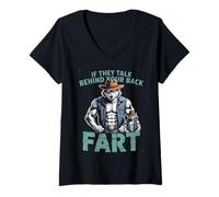 Femme Loup Cow-Boy Sarcastique Disant Que s'ils parlent, pète, Femmes et Hommes T-Shirt avec Col en V