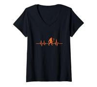 Femme Loup-Garou Heartbeat EKG Line Halloween T-Shirt avec Col en V