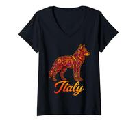Femme Loup Italien Italien T-Shirt avec Col en V
