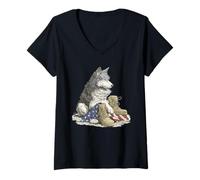 Femme Loup Militaire tragique pour Les Amoureux symboliques T-Shirt avec Col en V