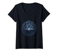 Femme Loup Sacré Géométrie Dire Drôle Sarcastique T-Shirt avec Col en V