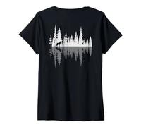 Femme Loup Solitaire Marchant dans la forêt, reflet, Nature Sauvage T-Shirt avec Col en V