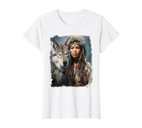 Femme Loup T-Shirt Graphique avec Valeur, Femme, Blanc, M