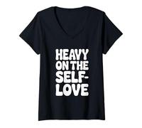 Femme Lourd sur l'affirmation Positive de l'amour de soi T-Shirt avec Col en V