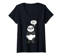 Femme l'ours Panda Dit Non Veut dire Non, il s'oppose à Tout ce Qui est Anti-Opinion T-Shirt avec Col en V