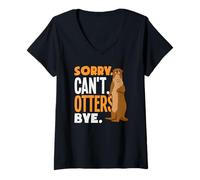 Femme Loutre de mer Désolé, Je ne Peux Pas Vous dire au Revoir T-Shirt avec Col en V
