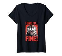 Femme Loutre, j'ai dit que j'allais bien, hilarant, criant de colère T-Shirt avec Col en V