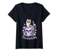 Femme Loutre Mignonne maudite mais câline T-Shirt avec Col en V