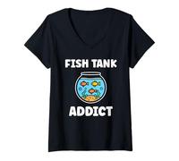 Femme Love animals aquarium simple fish farmer Addict Fish tank T-Shirt avec Col en V