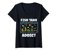 Femme Love animals aquarium simple fish farmer Addict Fish tank T-Shirt avec Col en V