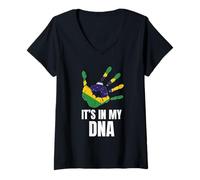Femme Love Brazil Brazilian Pride It's in My DNA Famille brésilienne T-Shirt avec Col en V