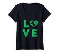 Femme Love Earth Planet Distressed Environmental T-Shirt avec Col en V