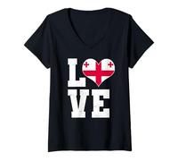 Femme Love Georgia Georgia Drapeau Géorgien Cœur T-Shirt avec Col en V