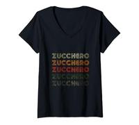 Femme Love Heart Zucchero Tee Grunge Vintage Style Noir Zucchero T-Shirt avec Col en V