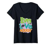 Femme Love Hockey en Direct T-Shirt avec Col en V