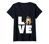Femme Love Hockey Graphic for Women Winter GNOME Ice Hockey Girl T-Shirt avec Col en V