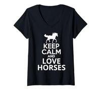 Femme Love Horses Youth Equitation T-Shirt avec Col en V