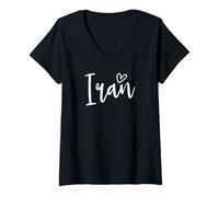 Femme Love Iran Cute Heart Fier Iranian Love Iran T-Shirt avec Col en V