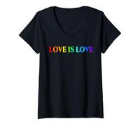 Femme Love is love LGBT Gay Pride Month Rainbow Design T-Shirt avec Col en V
