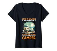 Femme Love is Staying Together After Parking The Camper T-Shirt avec Col en V