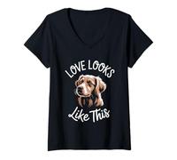 Femme Love Looks Like This Golden Retriever pour Hommes, Femmes et Enfants T-Shirt avec Col en V