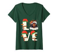 Femme Love Melanin Pull de Noël Moche Fille Noire Magic Queen T-Shirt avec Col en V