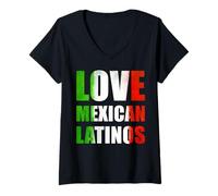 Femme Love Mexican Latinos T-Shirt avec Col en V