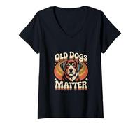 Femme Love Old Dog Funny Old Dogs Citations Old Dogs Matter T-Shirt avec Col en V