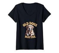 Femme Love Old Dog Funny Old Dogs Citations Old Dogs Matter T-Shirt avec Col en V
