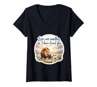 Femme Love One Another As I Have Loved You Verse de la Bible chrétienne T-Shirt avec Col en V