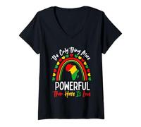 Femme Love Powerful Than Hate Rainbow Black History Month T-Shirt avec Col en V
