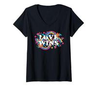 Femme LOVE REMPORTE LE MOIS DE FIERTÉ DES DROITS DES PERSONNES LGBTQIA+ T-Shirt avec Col en V