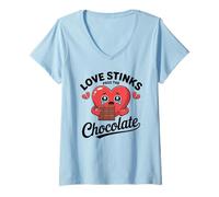 Femme Love Stinks Pass The Chocolate Funny Anti Valentine T-Shirt avec Col en V