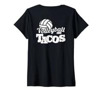 Femme Love Volleyball Tacos Spike et Salsa Beach Volley Vibes T-Shirt avec Col en V