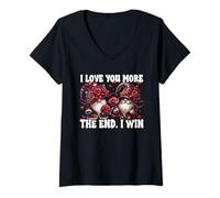 Femme Love You More The End I Win Floral Roses Flower GNOME Couple T-Shirt avec Col en V