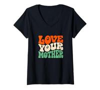 Femme Love Your Mother Earth Day Retro Environmental Planet T-Shirt avec Col en V