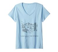 Femme Love your Val d’Isère - Ski T-Shirt avec Col en V