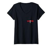Femme Lover Loner Broken Heart Graphic - Dark Humor Relationship T-Shirt avec Col en V