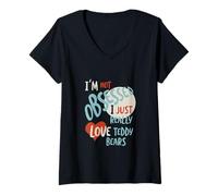Femme Loves Buying Teddy Bears Collecting Teddy Bears T-Shirt avec Col en V