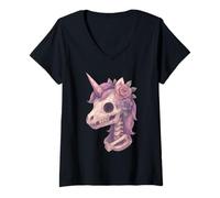 Femme Low Poly Kawaii Licorne Pastel Gothique Géométrique T-Shirt avec Col en V