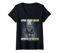 Femme Loyal Envers ma Reine, impitoyable Envers Les Autres, mème Amusant Alpha Wolf T-Shirt avec Col en V