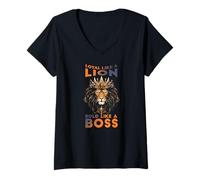 Femme Loyal Like A Lion Bold Like A PRINZ T-Shirt avec Col en V