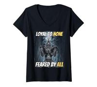 Femme Loyal to None Feared by All Cool Funny Alpha Wolf Meme T-Shirt avec Col en V