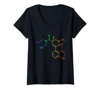 Femme LSD Molécule Acid Trip Acide lysergique Psychédélique T-Shirt avec Col en V