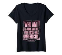 Femme Luc 6:37 Verse Bible Non-Judgment Faith Citation T-Shirt avec Col en V